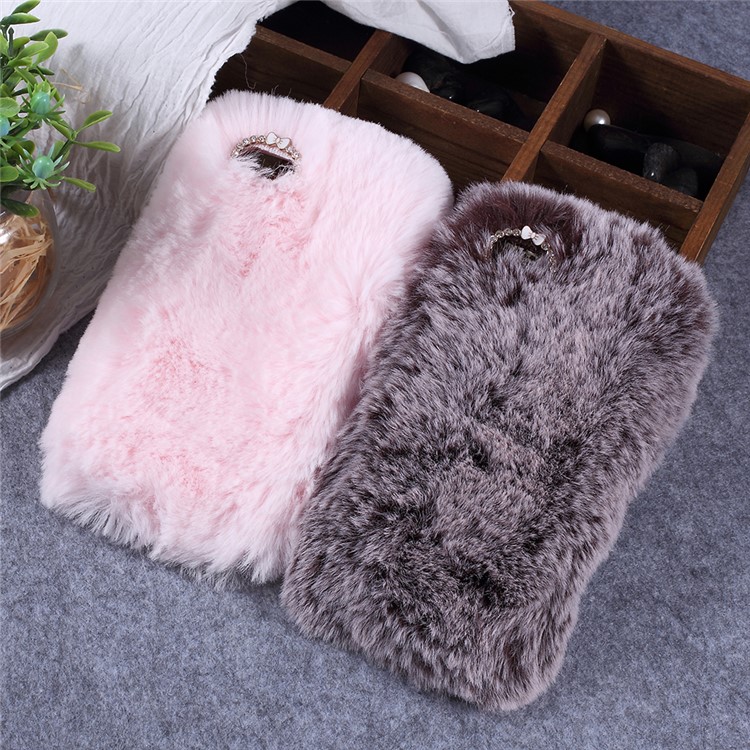 Soft Fur Coated TPU Back Protector Case for Huawei Y5 Prime (2018) / Y5 (2018) / Honor 7s / Play 7 - Pink-3