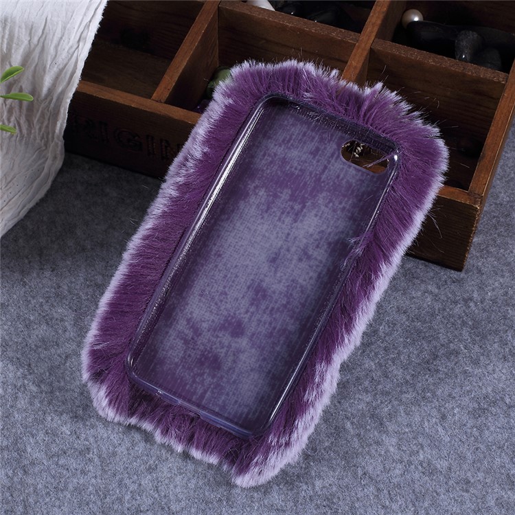Soft Fur Coated TPU Back Protector Mobile Case for Huawei Y5 Prime (2018) / Y5 (2018) / Honor 7s / Play 7 - Purple-3