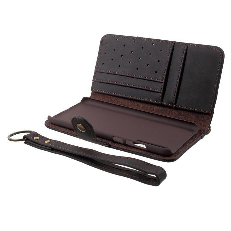 Retro Style Split Leather Wallet Stand Case for Huawei P20 Pro - Black-10