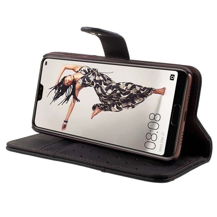 Retro Style Split Leather Wallet Stand Case for Huawei P20 Pro - Black-4