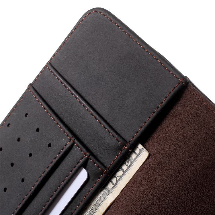 Retro Style Split Leather Wallet Stand Case for Huawei P20 Pro - Black-7