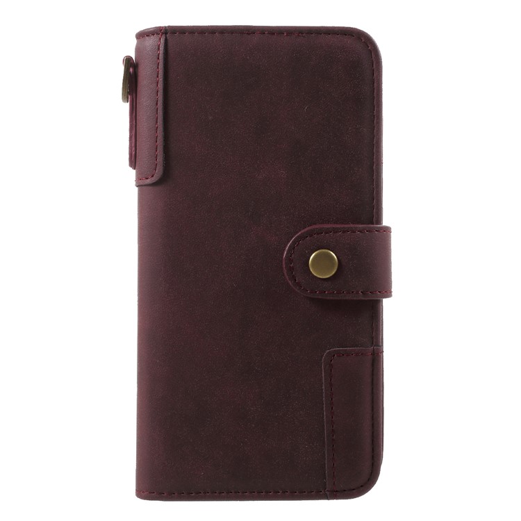 Retro Style Split Leather Wallet Stand Cover for Huawei P20 Pro - Wine Red-1