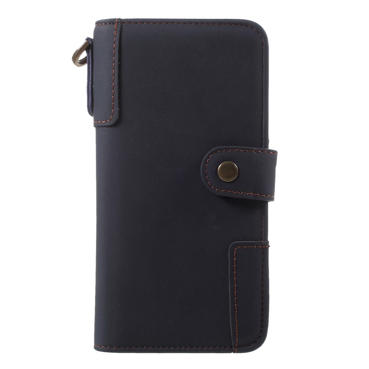 Retro Style Split Leather Wallet Stand Shell Case for Huawei P20 Pro - Dark Blue-1