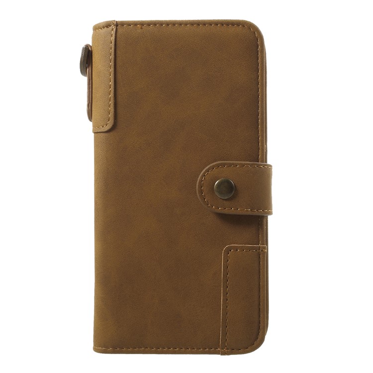 Retro Style Split Leather Wallet Cover with Stand for Huawei P20 Pro - Brown-1