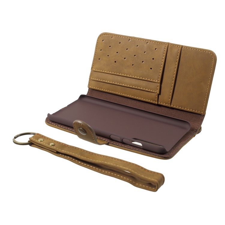 Retro Style Split Leather Wallet Cover with Stand for Huawei P20 Pro - Brown-6