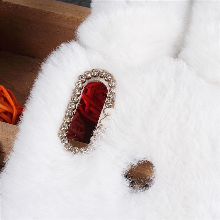 Rabbit Shape Fluffy Fur Coated Rhinestone TPU Protection Cover for Huawei Honor Note 10 - White-2