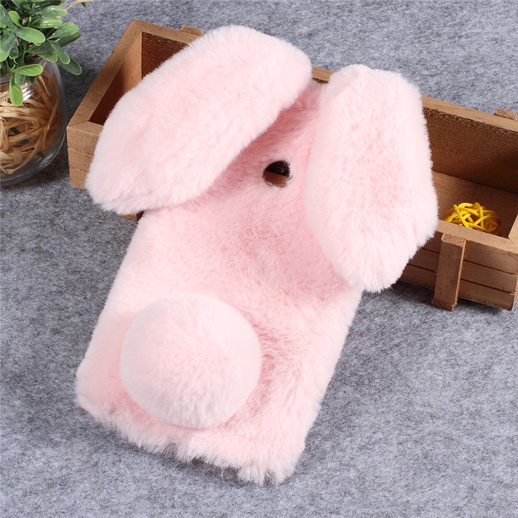 Rabbit Shape Fluffy Fur Coated Rhinestone TPU Case Accessory for Huawei Honor Note 10 - Pink-1