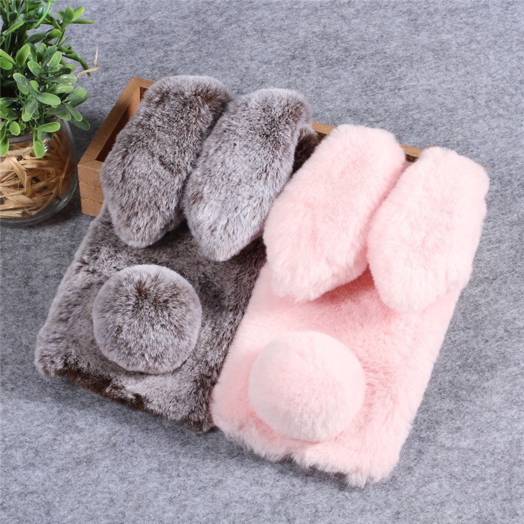 Rabbit Shape Fluffy Fur Coated Rhinestone TPU Case Accessory for Huawei Honor Note 10 - Pink-4