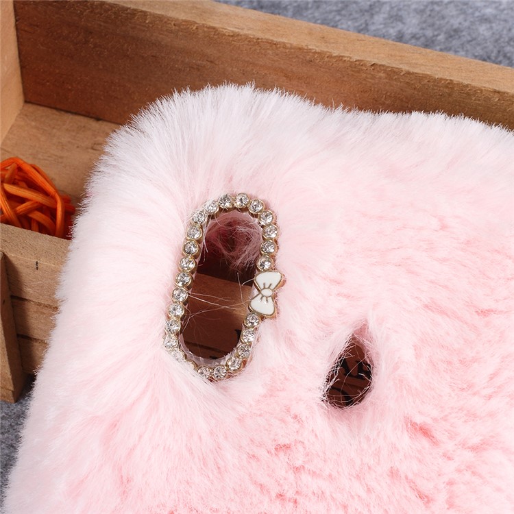 Rhinestone Soft Fur Coated TPU Protection Mobile Phone Case for Huawei nova 3 - Pink-2