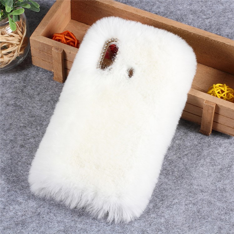 Rhinestone Soft Fur Coated TPU Protection Mobile Phone Cover for Huawei nova 3 - White-1