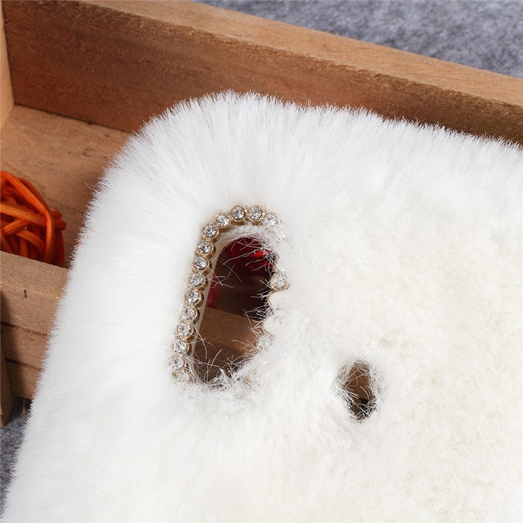 Rhinestone Soft Fur Coated TPU Protection Mobile Phone Cover for Huawei nova 3 - White-2