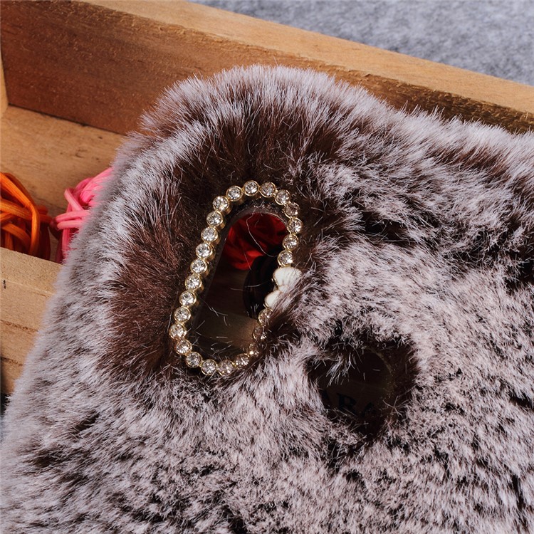 Rhinestone Soft Fur Coated TPU Protection Cover for Huawei nova 3 - Coffee-2