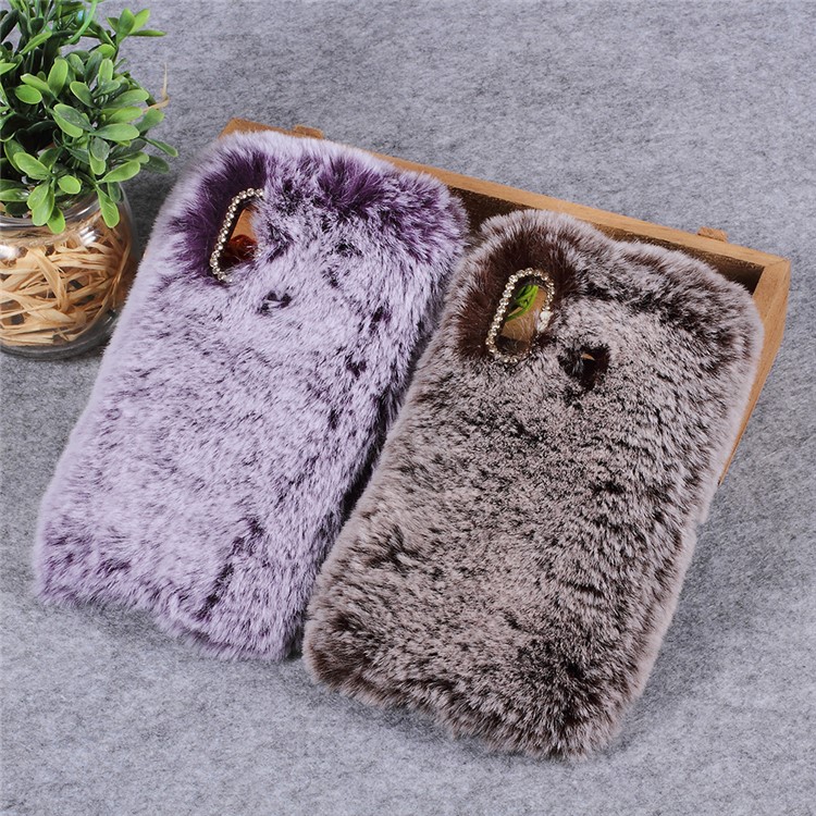 Rhinestone Soft Fur Coated TPU Protection Cover for Huawei nova 3 - Coffee-4