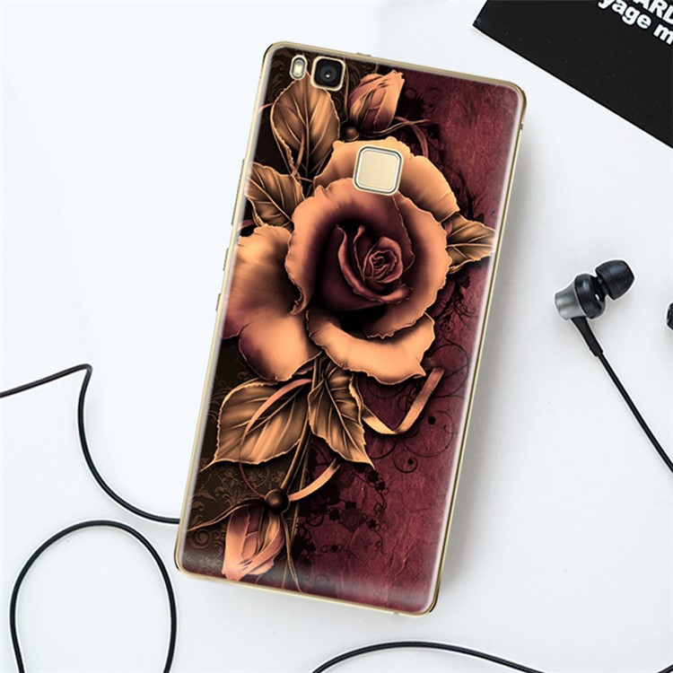 Softlyfit Embossment Flexible TPU Cell Phone Case for Huawei P9 Lite / G9 Lite - Gothic Rose-1