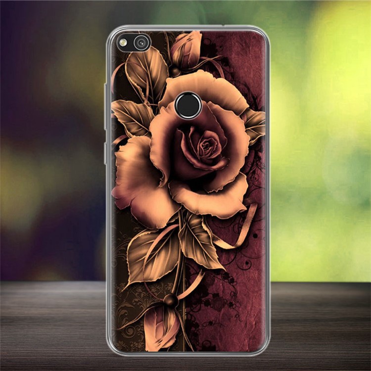 Softlyfit Embossed TPU Cover Case for Huawei P8 Lite (2017) / Honor 8 Lite - Gothic Rose-1