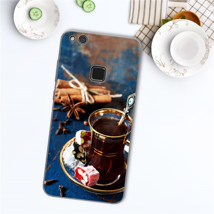 Softlyfit Pattern Printing TPU Phone Shell Case for Huawei P10 Lite - Court Style Coffee-1