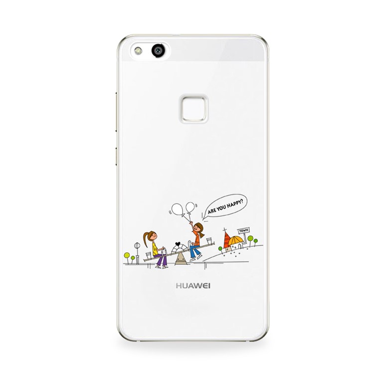 Softlyfit Embossed Patterned Clear TPU Case for Huawei P10 Lite - Girls Playing the Seesaw-1