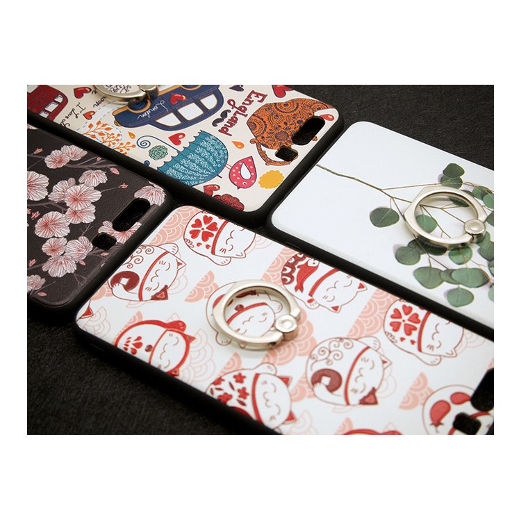Embossing Patterned Hybrid PC Plate + TPU Frame Kickstand Phone Case for Huawei P10 - Cartoon England Elements-6