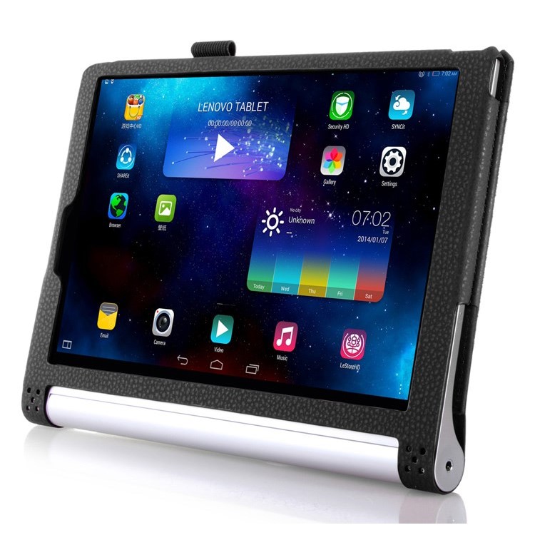 copertura Stand Staccabile In Pelle Per Tablet Lenovo Yoga 2 10 1050 Con Slot Per Schede Cinghietta - Nero-3