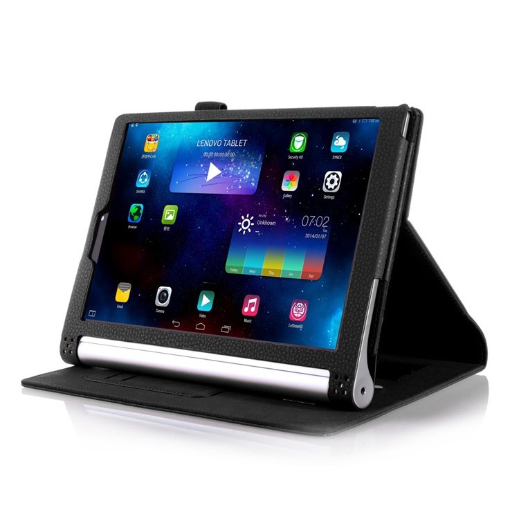 copertura Stand Staccabile In Pelle Per Tablet Lenovo Yoga 2 10 1050 Con Slot Per Schede Cinghietta - Nero-6
