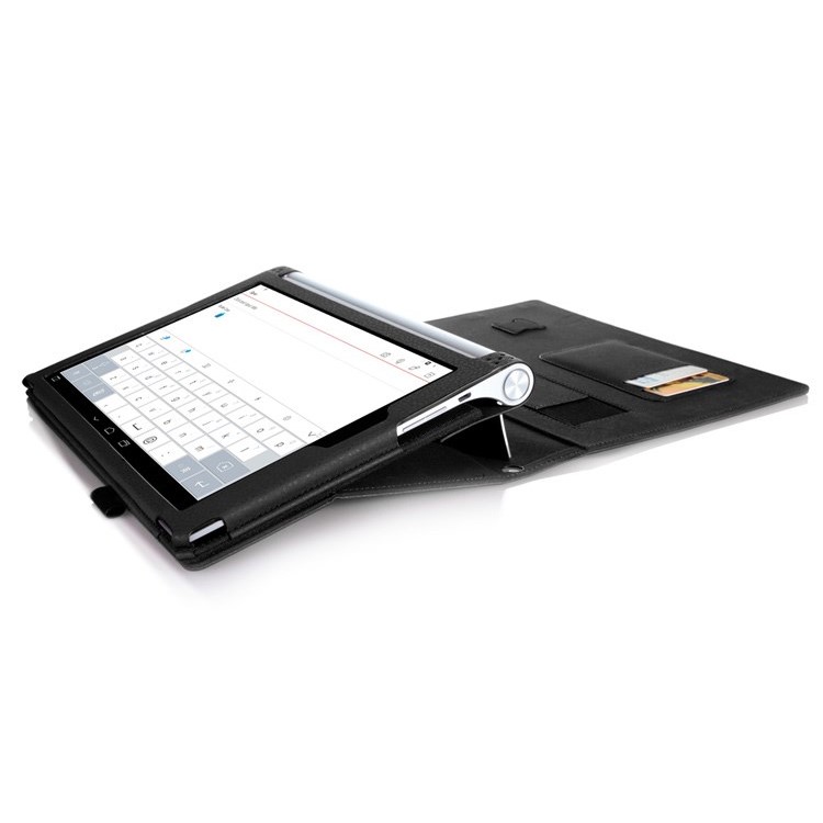 copertura Stand Staccabile In Pelle Per Tablet Lenovo Yoga 2 10 1050 Con Slot Per Schede Cinghietta - Nero-7