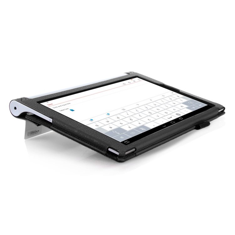 copertura Stand Staccabile In Pelle Per Tablet Lenovo Yoga 2 10 1050 Con Slot Per Schede Cinghietta - Nero-8