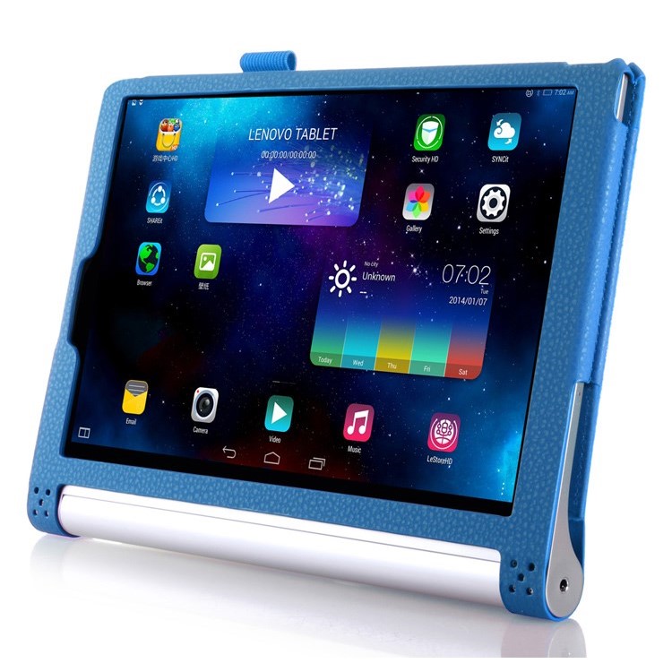 Detachable Leather Stand Shell for Lenovo Yoga Tablet 2 10 1050 with Card Slots & Handstrap - Blue-3