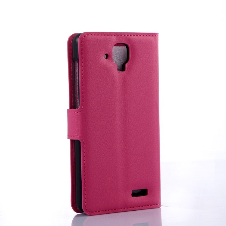 Litchi Grain Leather Stand Case for Lenovo A536 with Stand - Rose-2