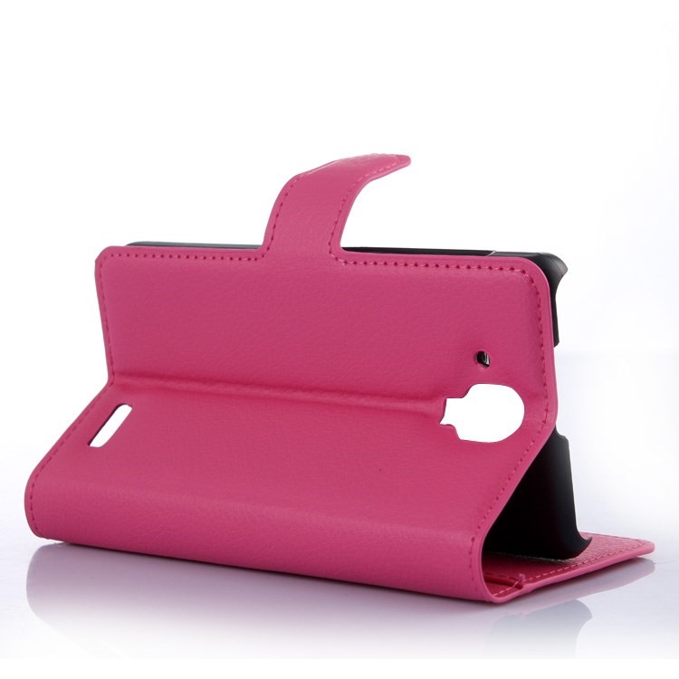 Litchi Grain Leather Stand Case for Lenovo A536 with Stand - Rose-3