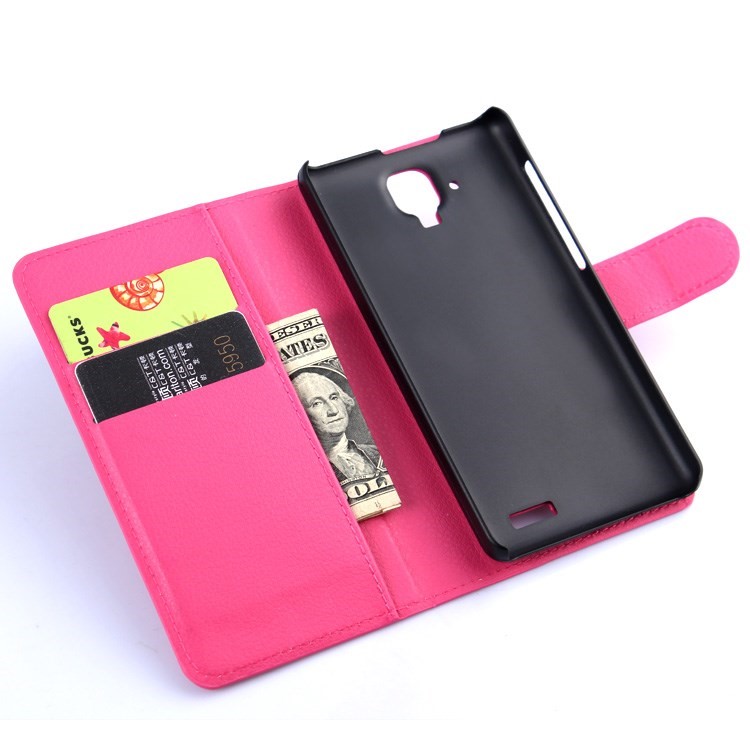 Litchi Grain Leather Stand Case for Lenovo A536 with Stand - Rose-5