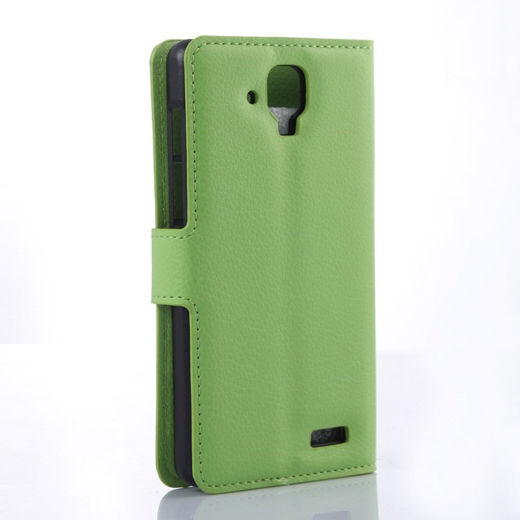 Litchi Grain Leather Stand Shell for Lenovo A536 with Stand - Green-2