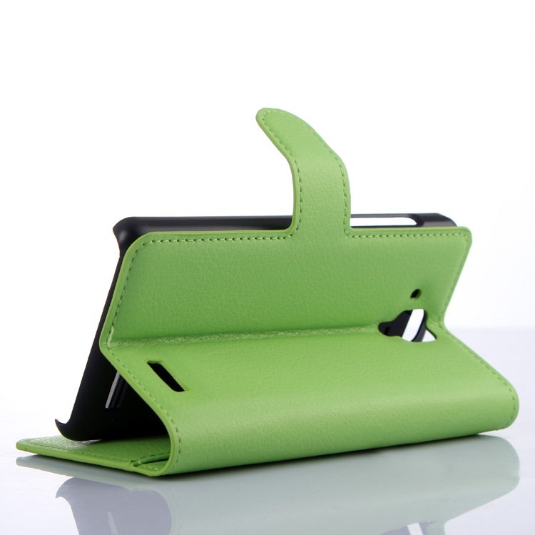 Litchi Grain Leather Stand Shell for Lenovo A536 with Stand - Green-3