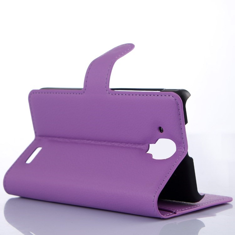 Litchi Grain Stand Leather Magnetic Cover for Lenovo A536 with Stand - Purple-3