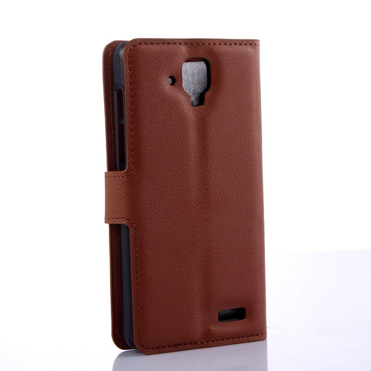 Litchi Grain Stand in cuoio Magnetic Shell per Lenovo A536 con supporto - Marrone-2