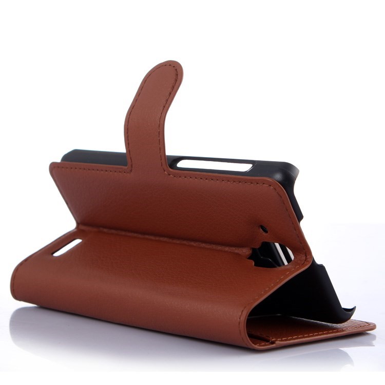 Litchi Grain Stand in cuoio Magnetic Shell per Lenovo A536 con supporto - Marrone-3