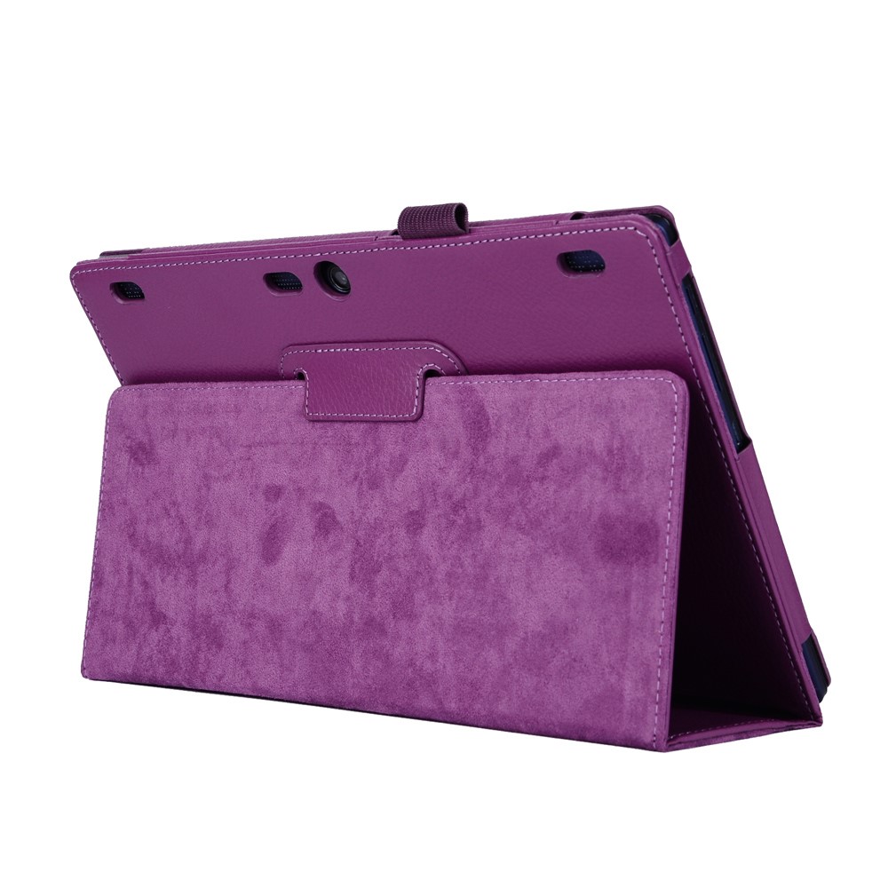 Litchi Texture 2 Fold Stand Leather Case Para Lenovo Tab 2 A10-70 - Roxo