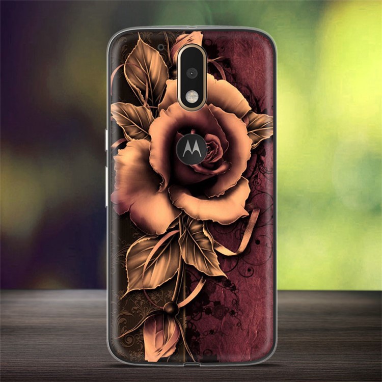 Embossing Patterned TPU Phone Case for Motorola Moto G4 / G4 Plus - Gothic Rose-1