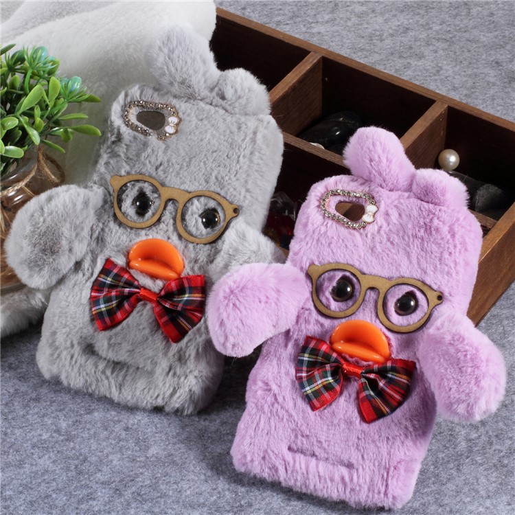 Hyaluronic Duck Pattern Rhinestone Fur Coated TPU Case for Xiaomi Redmi 4a - White-2