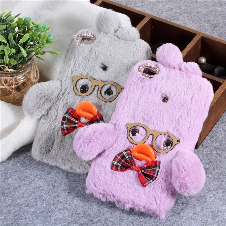 For Xiaomi Mi Max 2 Hyaluronic Duck Pattern Rhinestone Fur Coated TPU Mobile Phone Cover - Yellow-3