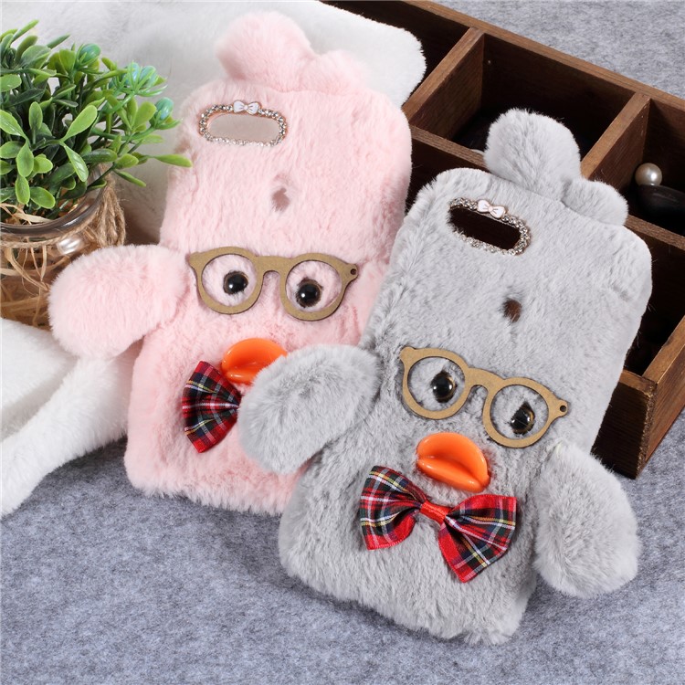 For Xiaomi Mi A1 / Mi 5X Hyaluronic Duck Pattern Rhinestone Fur Coated TPU Cell Phone Cover - Pink-2
