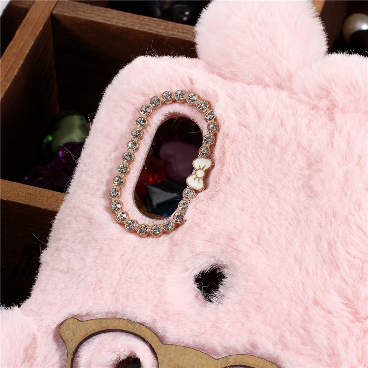 For Xiaomi Mi Mix 2s Hyaluronic Duck Pattern Rhinestone Fur Coated TPU Mobile Shell - Pink-3