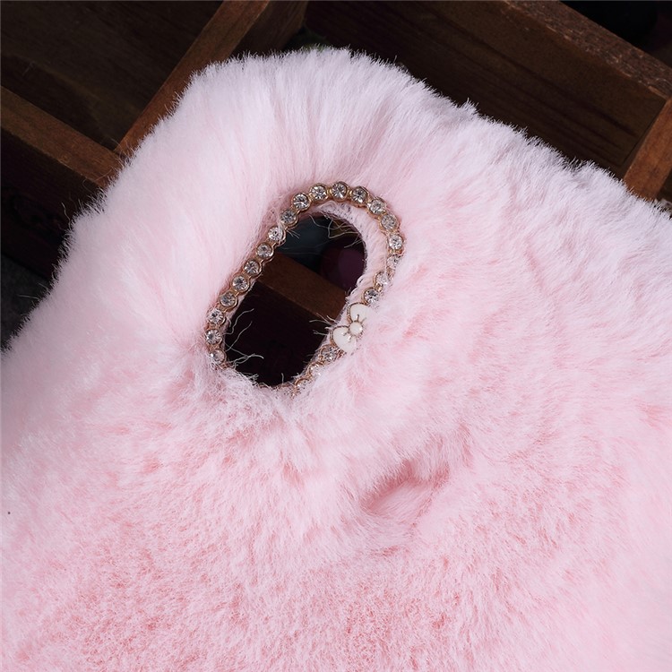 Soft Fur Coated Rhinestone TPU Cell Phone Case for Xiaomi Mi Max 3 - Pink-2