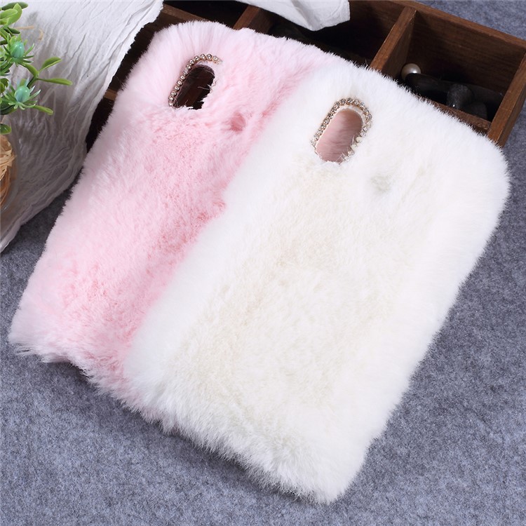 Soft Fur Coated Rhinestone TPU Cell Phone Case for Xiaomi Mi Max 3 - Pink-3