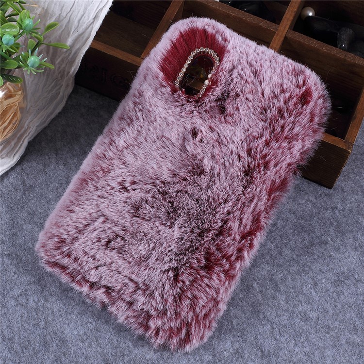 Soft Fur Coated Rhinestone TPU Protection Case for Xiaomi Mi Max 3 - Wine Red-1