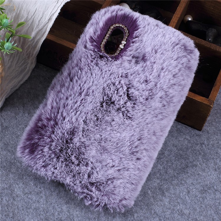 Soft Fur Coated Rhinestone TPU Case Cover Shell for Xiaomi Mi Max 3 - Purple-1