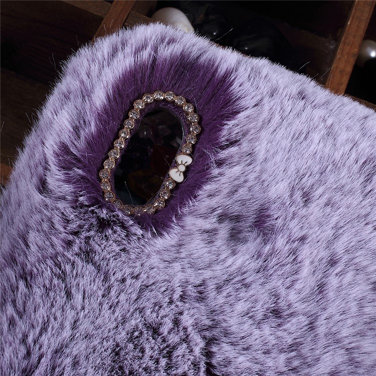 Soft Fur Coated Rhinestone TPU Case Cover Shell for Xiaomi Mi Max 3 - Purple-2