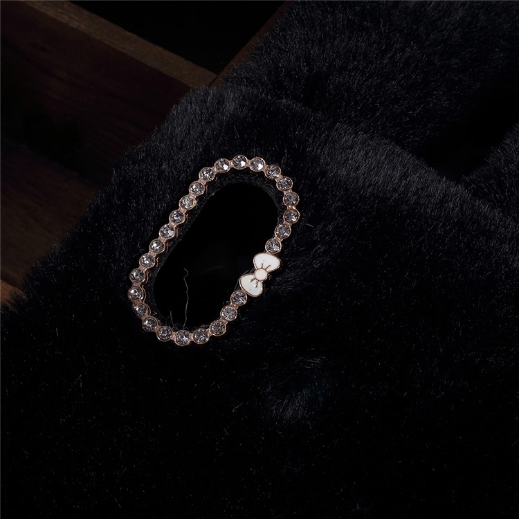 Rabbit Shape Fluffy Fur Coated Rhinestone TPU Case for Xiaomi Mi Max 3 - Black-2