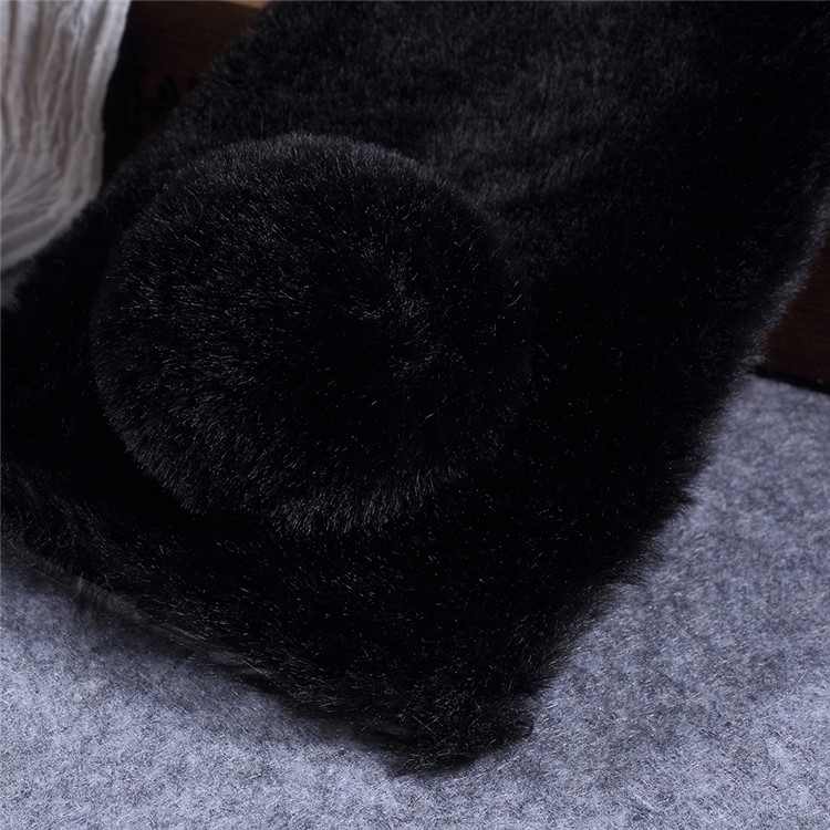 Rabbit Shape Fluffy Fur Coated Rhinestone TPU Case for Xiaomi Mi Max 3 - Black-3
