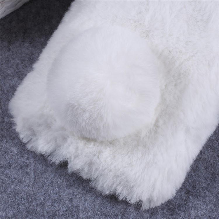 Rabbit Shape Fluffy Fur Coated Rhinestone TPU Cover for Xiaomi Mi Max 3 - White-3