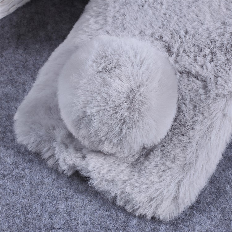 Rabbit Shape Fluffy Fur Coated Rhinestone TPU Cover Case for Xiaomi Mi Max 3 - Light Grey-3